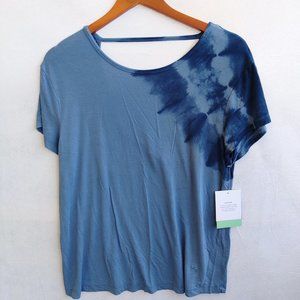 Women's Blue Tie Dye Relaxed Fir Short Sleeve Tee - Joy Lab